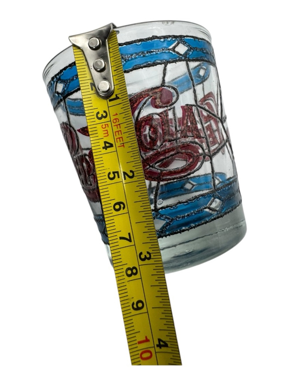 Vintage 1970s Pepsi-Cola Stained Glass Style Drinking Glass Tumbler 3 3/4 In. - Picture 10 of 10